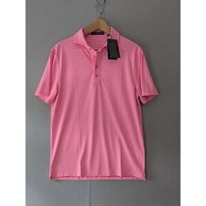 New G/Fore G4 Pink Stripe Golf Polo Shirt - Sz Medium - NWT